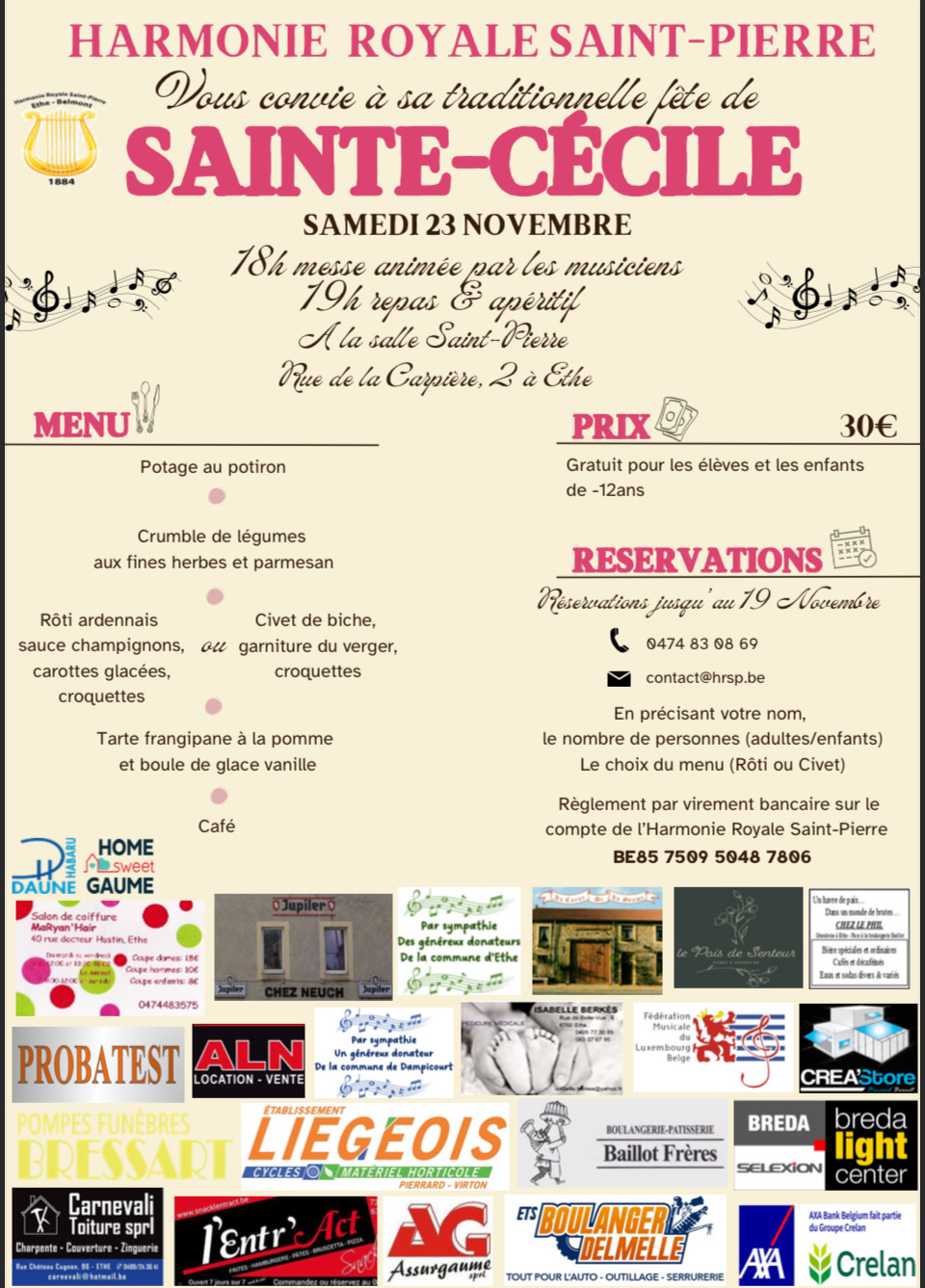 Harmonie Saint Pierre Ste Cecile 23 novembre